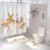 Print Shell Starfish Shower Curtains Ocean Beach New Bath Mat Set Waterproof Bath Curtain Polyester Anti-Slip Carpet Toilet Rugs