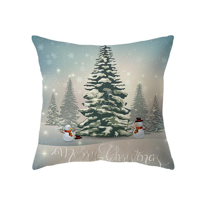 Merry Christmas Cute Santa Claus Snowman Print Pattern Cushion Cover Home Living Room Sofa Decoration Pillow Pillow Cover