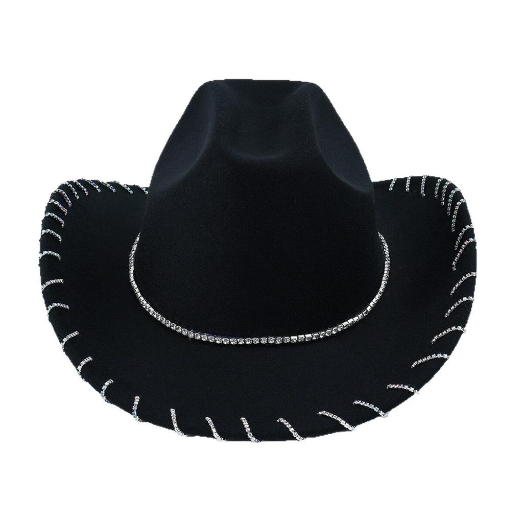 eBay European and American Men and Women Couples Western Big-brimmed Cowboy Hat Top Hat Handmade Rhinestones
