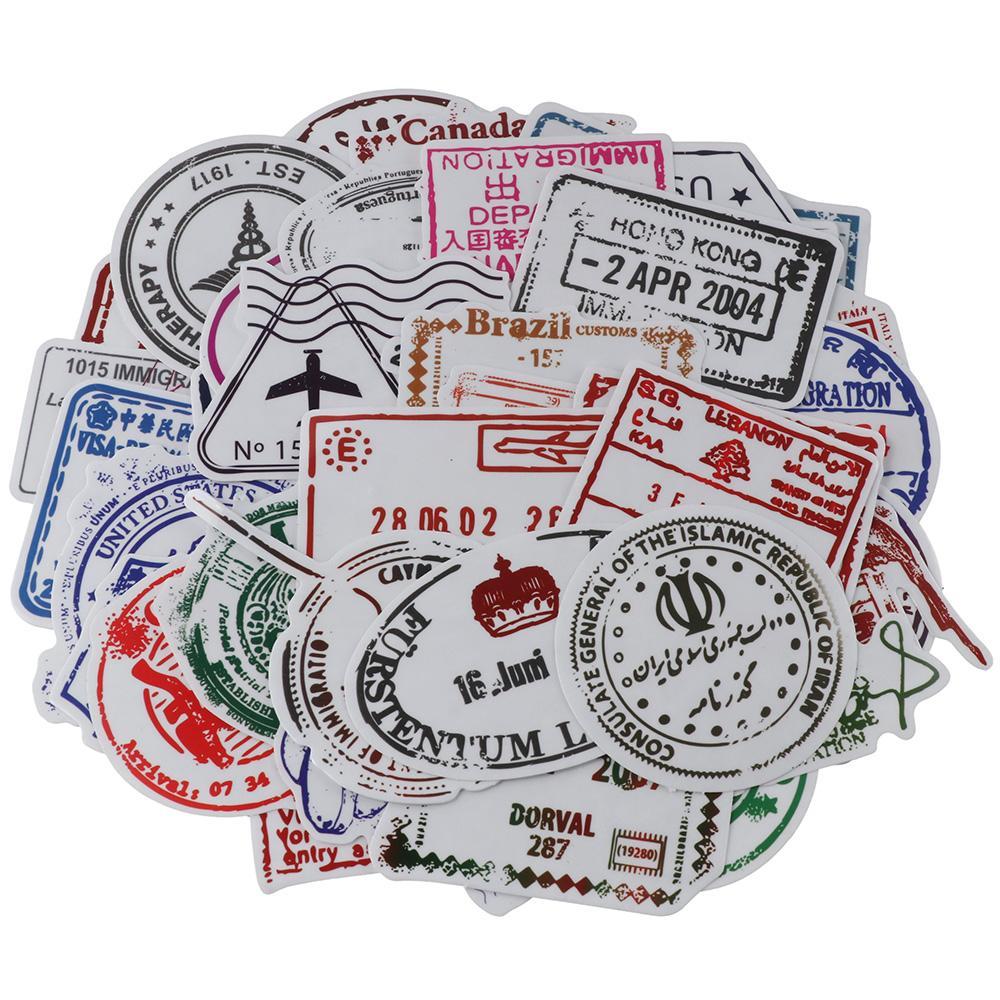 

PVC Travel Stickers Multicolored Vintage Stickers Scrapbook Stickers Passport Stamps Stickers DIY