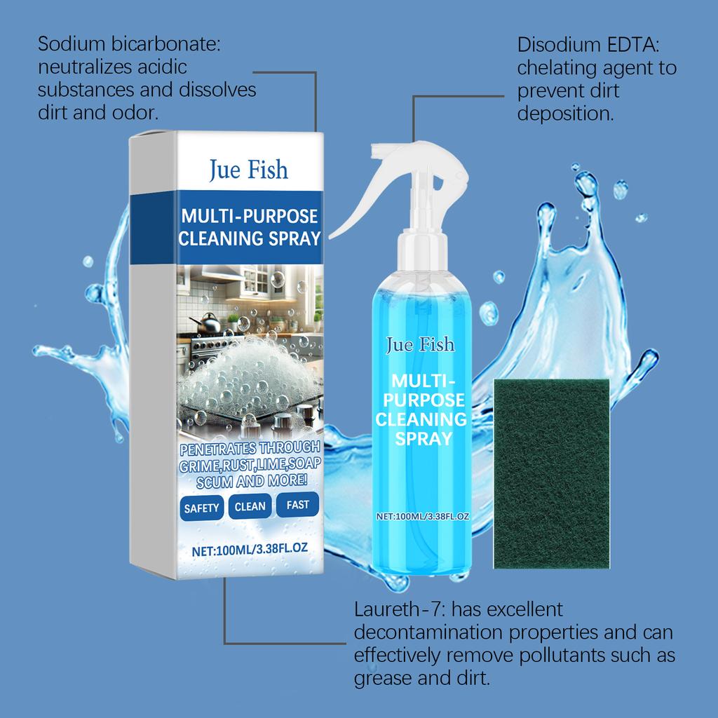 Jue-fish Kitchen Grease Foam Cleaner Stain Remover Multi-Purpose Dirt Oil Cleaning Bubble Spray For Grills Ovens Foam Washing Tools