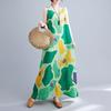 Real shot summer cotton and linen large size retro literary loose printing sleeveless dress vest suspender long dress women