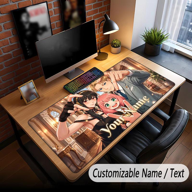 Custom Name Extended Mouse Pad,Spy × Family Gaming Desk Mat For Home Office Desktop Decor