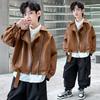 Children's Clothing, Boys' Spring Clothing, Leather Jacket, 2026 New Spring and Autumn Style Jacket, Mid Size Boys' Spring Clothing Trend