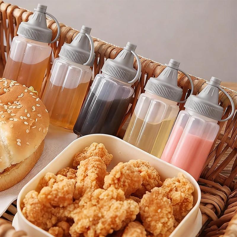 8Pcs for Outdoor Camping Picnic BBQ Portable PP Sauce Squeeze Bottles Mini Translucent Condiment Jars Leakproof