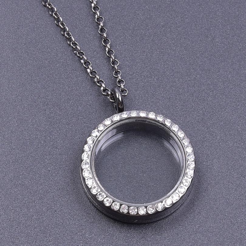 25/30/35/40 mm Locket Pendant Necklace For Women Men Accessories Rhinestone Cage Floating Locket Charms Necklaces Chain On Neck