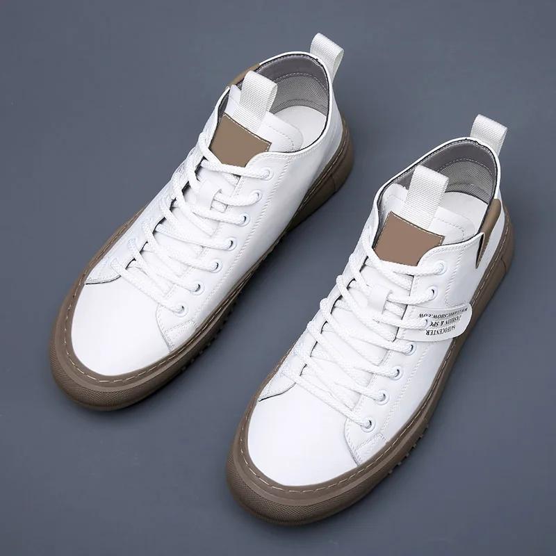 Fashion Street Style Men's Leather Sneakers Comfortable Casual Shoes for Men Non-Slip Vulcanize Shoes Fashion Ankle Boots Skate Footwear