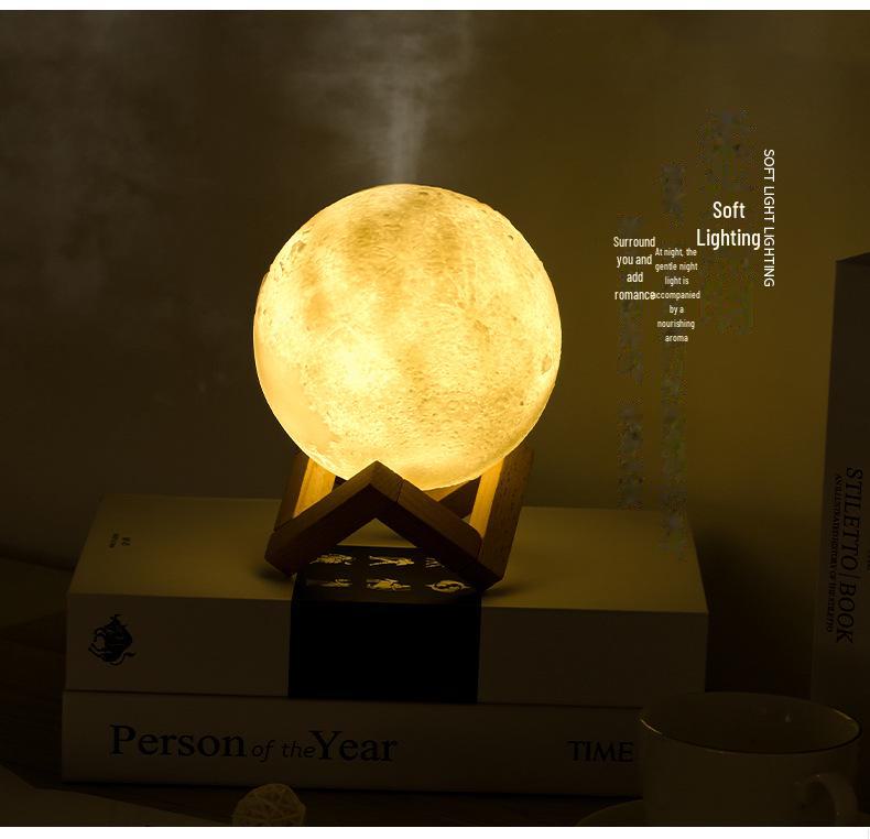 3D Moon Lamp Humidifier: 880ml USB-Powered Night Light for Home & Office