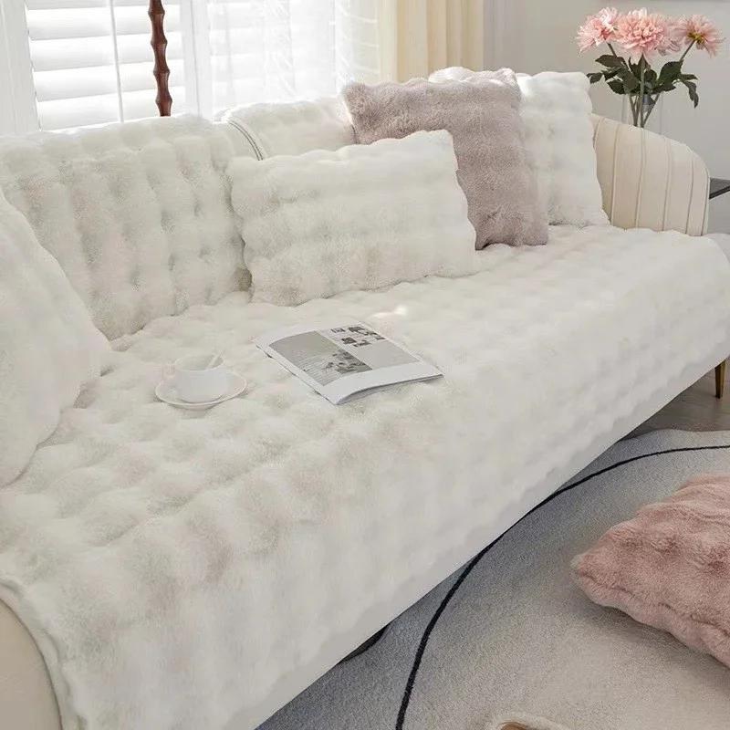 Zimní bubliny plyšový polštář na pohovku ručník na pohovku křeslo lenoška protiskluzový potah bytová dekorace křeslo prachotěsné ochranné potahy