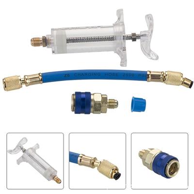 Car A/C Oil/Dye Injector 30Ml 1Oz With Low Side Quick Coupler Adapter 1/4 Air Conditioning Automotive Oiler Injection Syringe