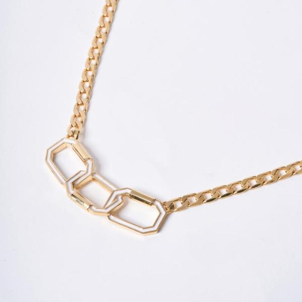 [POPTS] White Wide Octagon Necklace OTN222523EYW