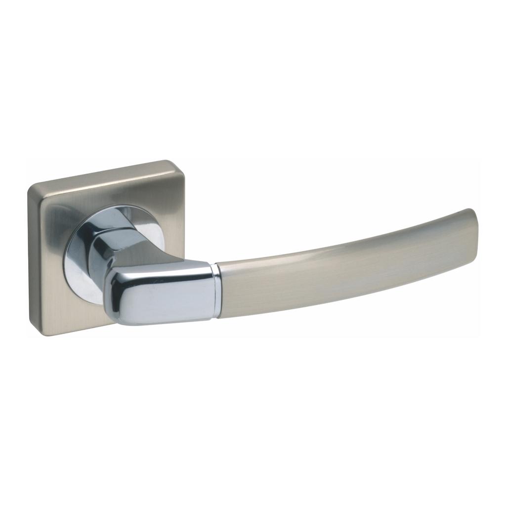 DH91 door handle, Carino, Basic Line, square plate, polished chrome, brushed nickel