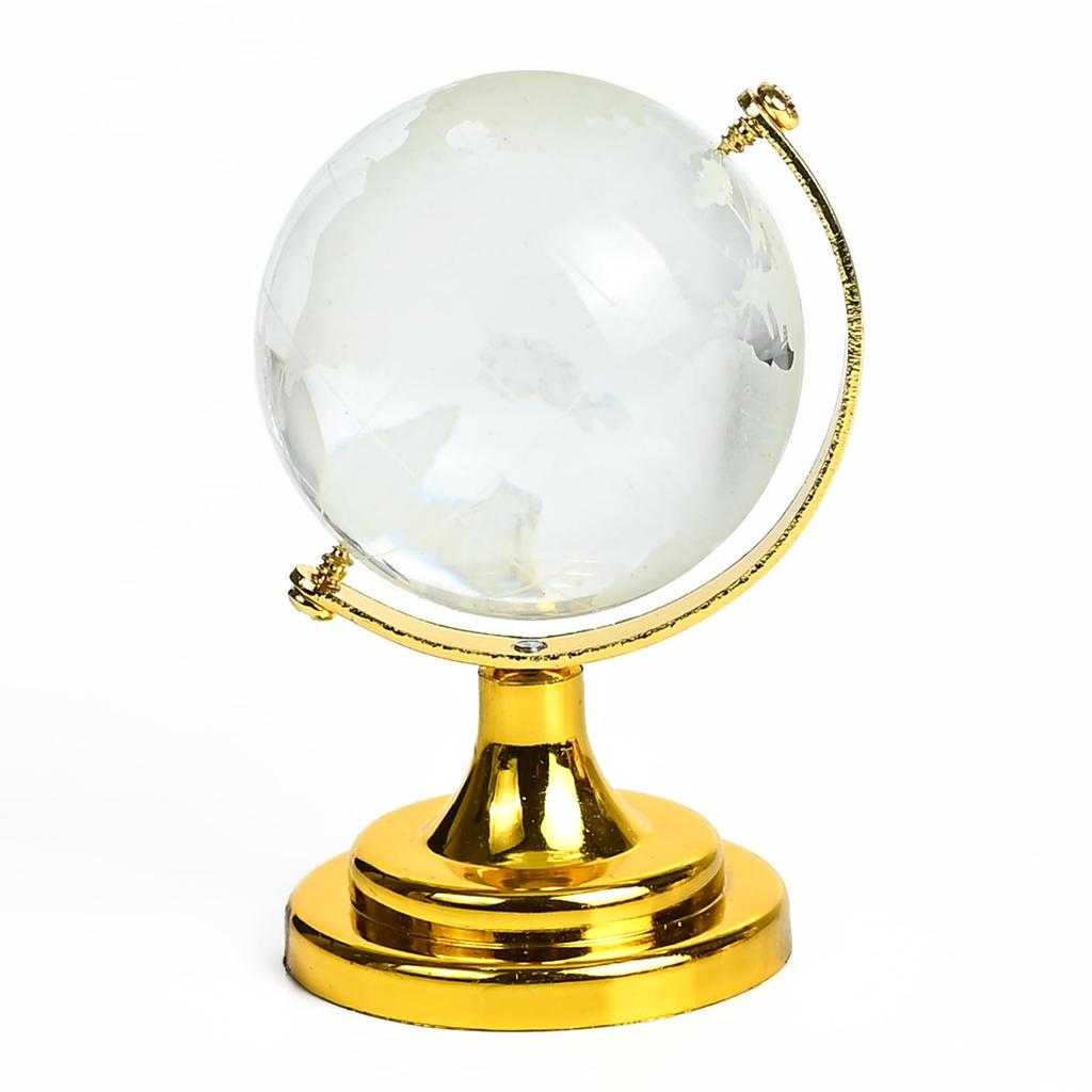 HindCraft Feng Shui Crystal Ball with Golden Stand – Valentine Gift for Positive Energy & Focus | Vastu Globe Showpiece for Home, Office Desk, St