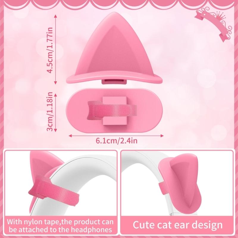 1pair Silicone Cats Ear Headphone Covers Compatible for Most Over Ear Headsets Lightweight Decors Universal Fit