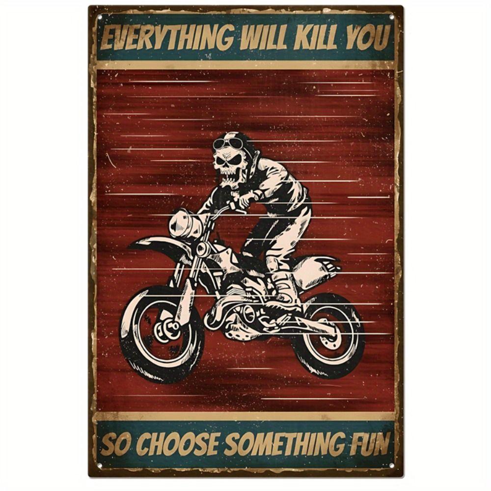 Vintage Motorcycle Metal Tin Sign Retro Biker Garage Wall Decor Industrial Style Art