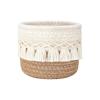 Panier de rangement tissé en corde de coton Style bohème Boîte de rangement ronde pour pinceaux de maquillage Panier de rangement léger avec pompons