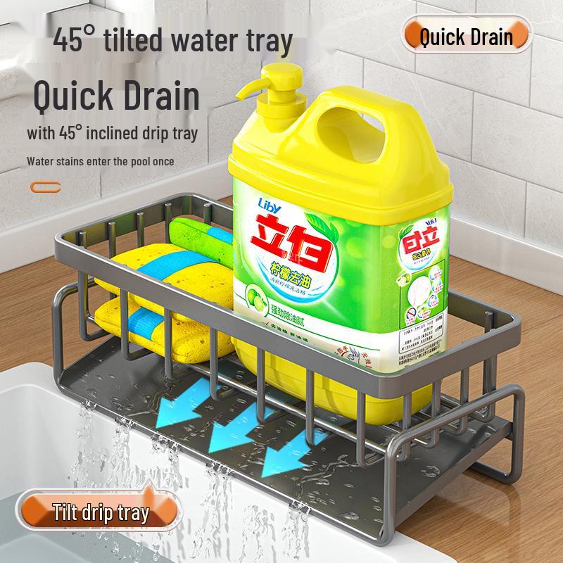 Multifunctional Wall-Mounted Kitchen Drainer Rack – New Style, Multi-Layer Carbon Steel Dishcloth Storage