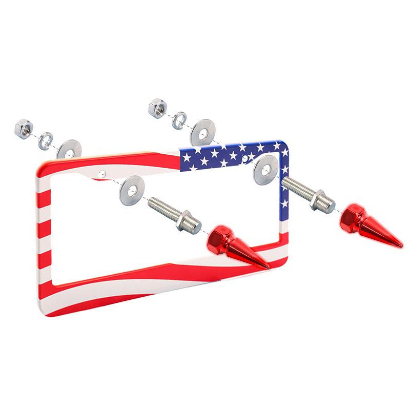 4Pcs Colorful M6 License Plate Fixing Plate Screw M6 Threaded Pointed Aluminum Alloy Fasteners Universal Car Styling Gasket