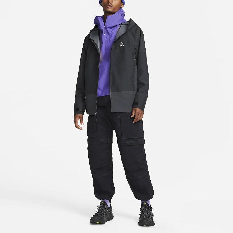 Nike Color Block Logo Print Hooded Casual Jacket Men Outerwear Gray Black DR5264-045