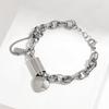 DZ Gold Color Thick Chain Stainless Steel Bracelets for Women Fashion Design Heart Love Pendant Wrist Zircon