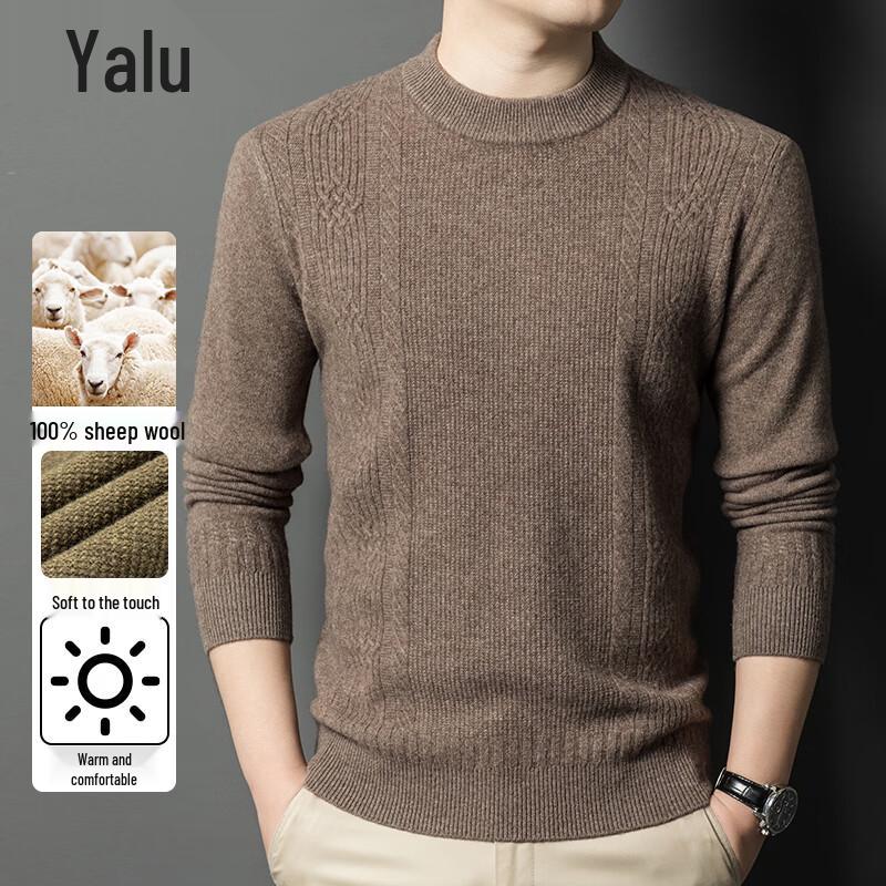 Yalu Men's 100% Wool Thickened Pullover Sweater