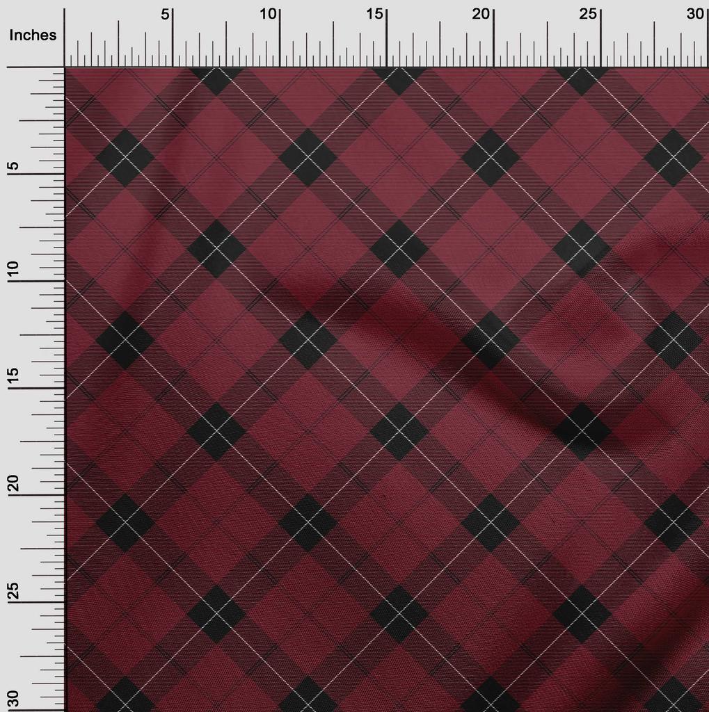 oneOone Cotton Flex Fabric Tartan Check Print Fabric By The Yard 40 Inch