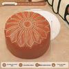 Solid Color Leather Storage Stool with Non-slip Base – Pumpkin Shape Upholstered Ottoman for Living Room or Garden.