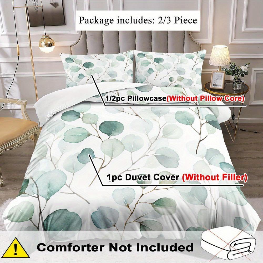[Soft Duvet Cover] 2/3Pcs Soft And Comfortable Leaf Pattern Duvet Cover Set | Includes 1 Duvet Cover And 1 Or 2 Pillowcases