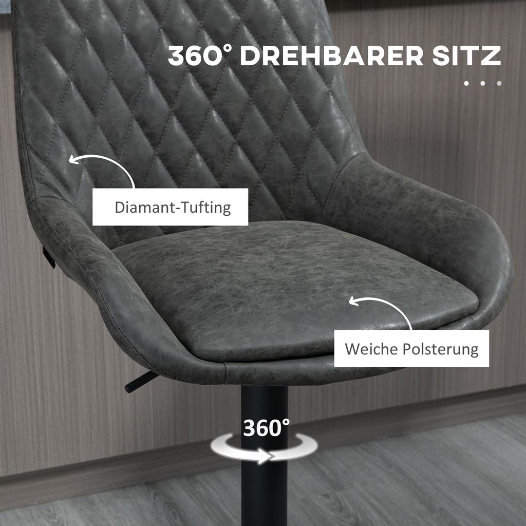 Bar Stool Kitchen Stool Designer Stool, Height-Adjustable, with Footrest, 51 cm x 59 cm x 117 cm, Dark Gray + Black