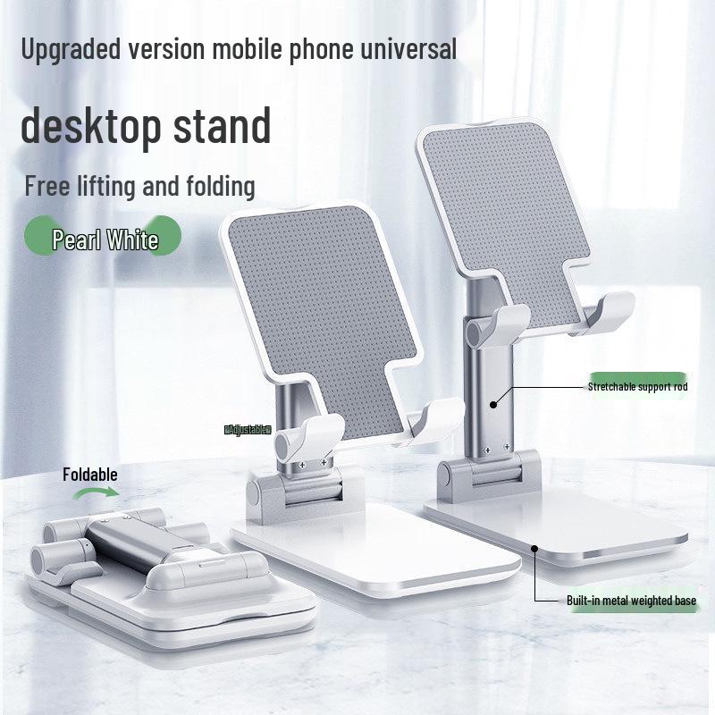 Foldable, Height-Adjustable, Universal Desktop Phone & Tablet Stand for Bedside or Office