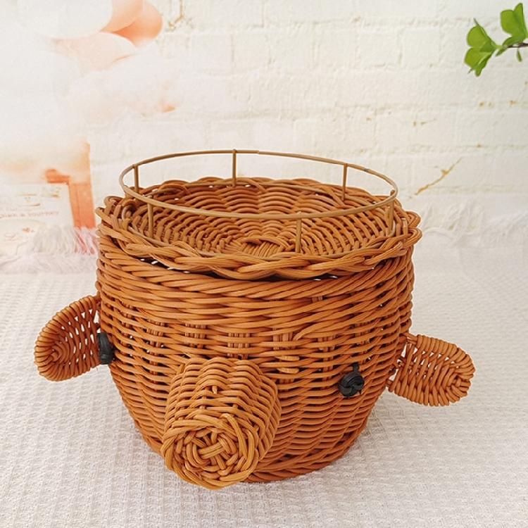 Modern Plastic Storage Bin With Woven Texture Stylish Home Decors Basket Suitable For Living Room And Office