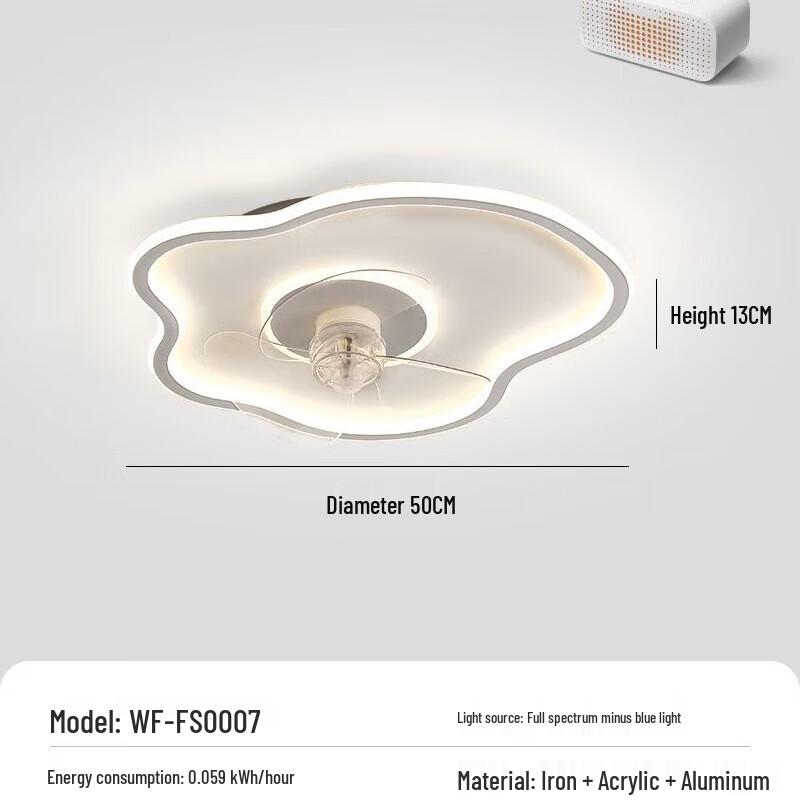 NuFeng 50cm Invisible Ceiling Fan Light with Voice Control