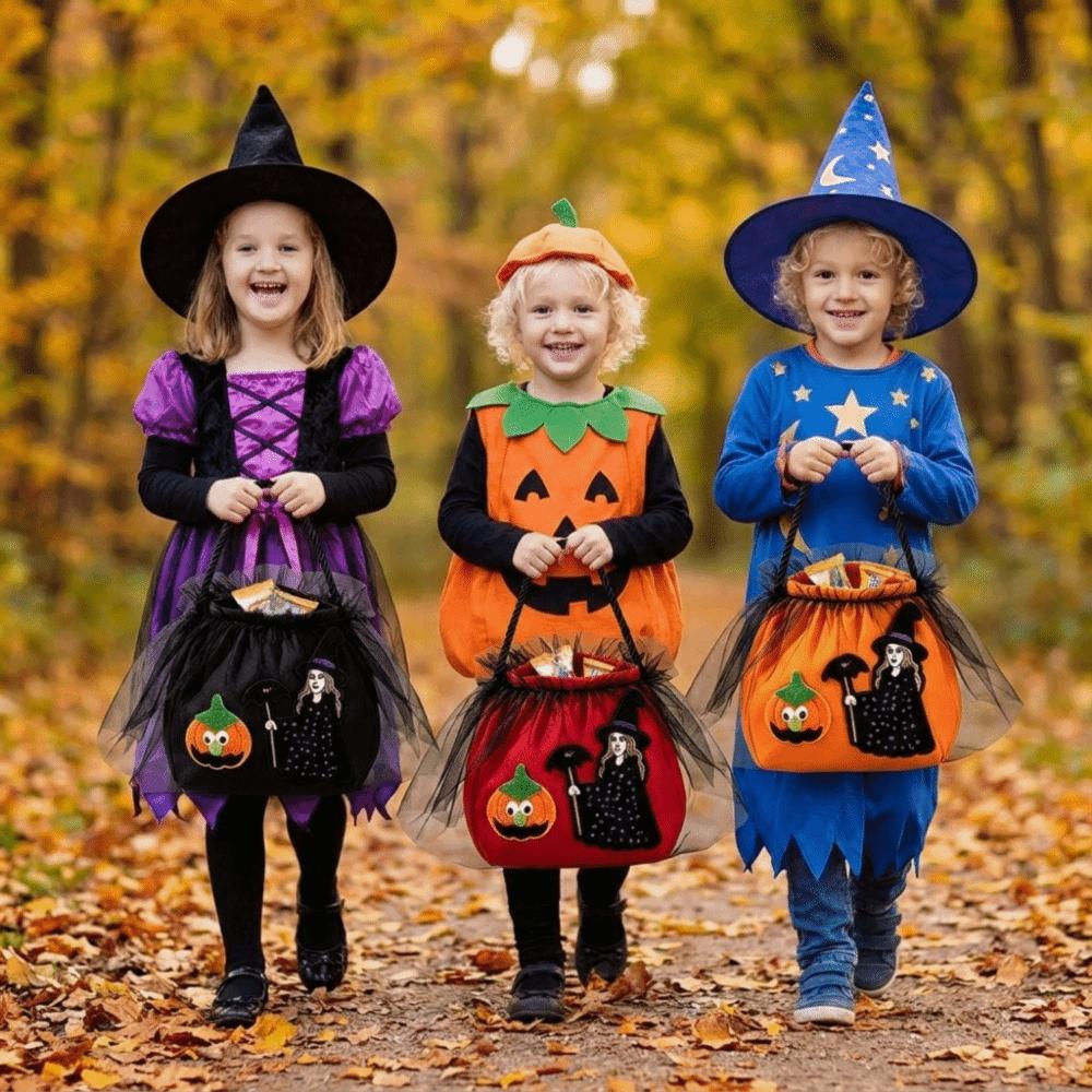 Non-woven Witch Pumpkin Treat Pouch Hand‑held Snack Storage Bag  Trick Or Treat