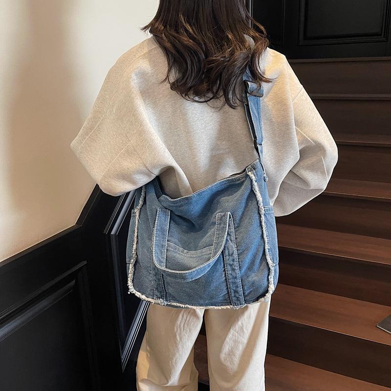 Retro Denim Bag Women's 2025 New Trendy Fashion Casual Tote Bag Large Capacity Shoulder Messenger Bag