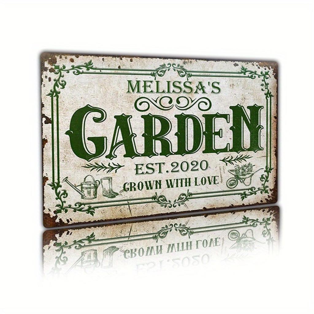 Personalized Vintage Rustic Metal Sign Custom Name Text Garden Wall Art Home Indoor Outdoor Decor