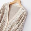 Winter 2022 V-neck Diamond Pattern Long Sleeve Knit Cardigan
