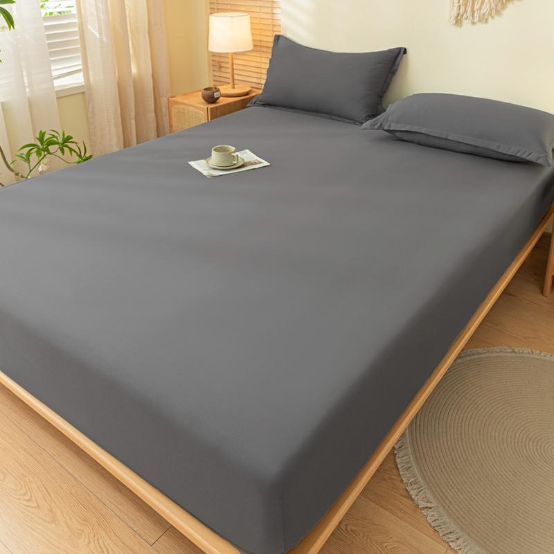 1pc King Queen Size Solid Color Mattress Cover Soft Comfortable Brushed Fitted Sheet Full Coverage Non-Slip Mattress Protector