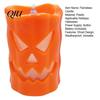 Battery Operated Spooky Candle Flameless Halloween with LED Light, Ghost Face Pumpkin Skull Design 3D Textured Safe Indoor Outdoor