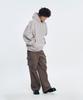 Peach Skin Balloon Over Hoodie - Gray Beige