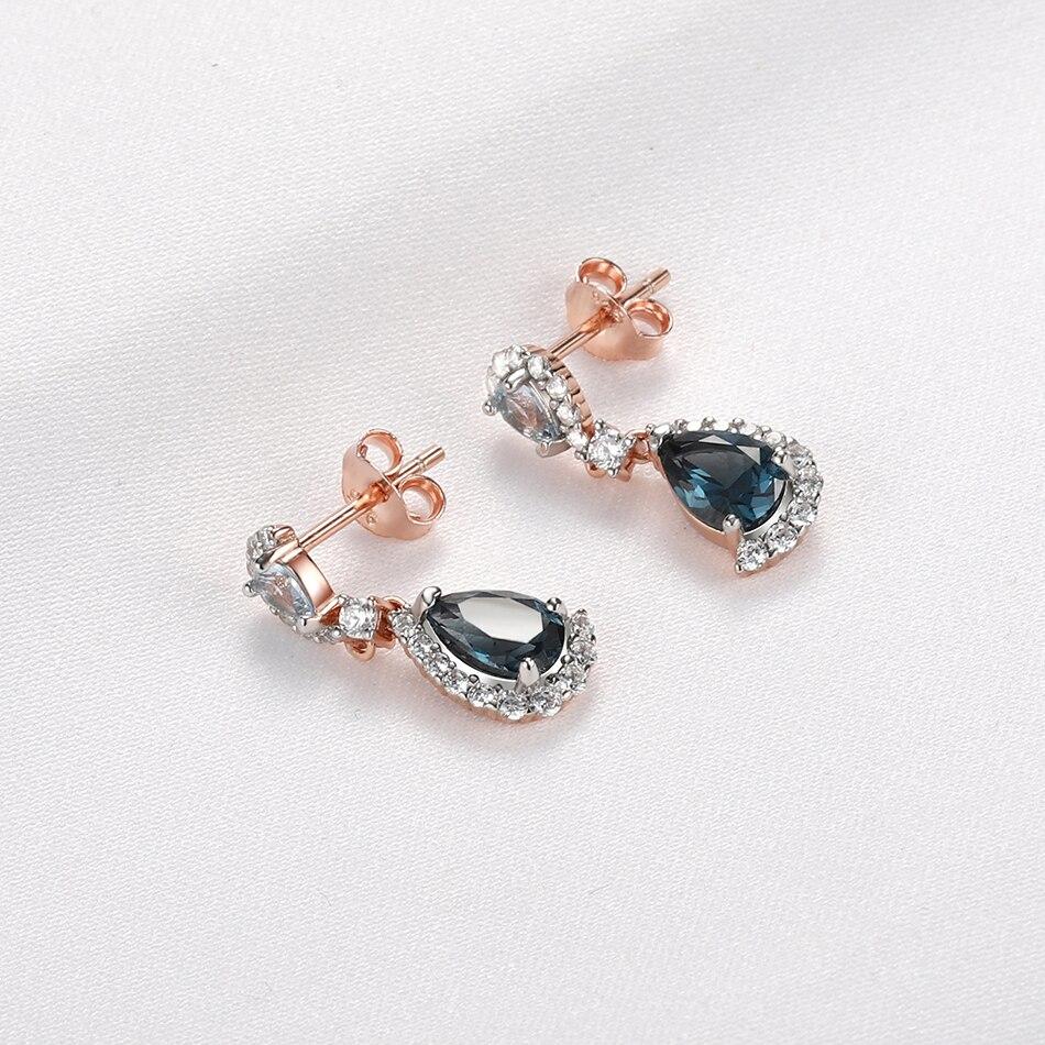 925 Sterling Silver Gemstone Earrings For Women Sky London Blue Topaz Lovely Ear Drop Love Anniversary Gifts Fine Jewelry