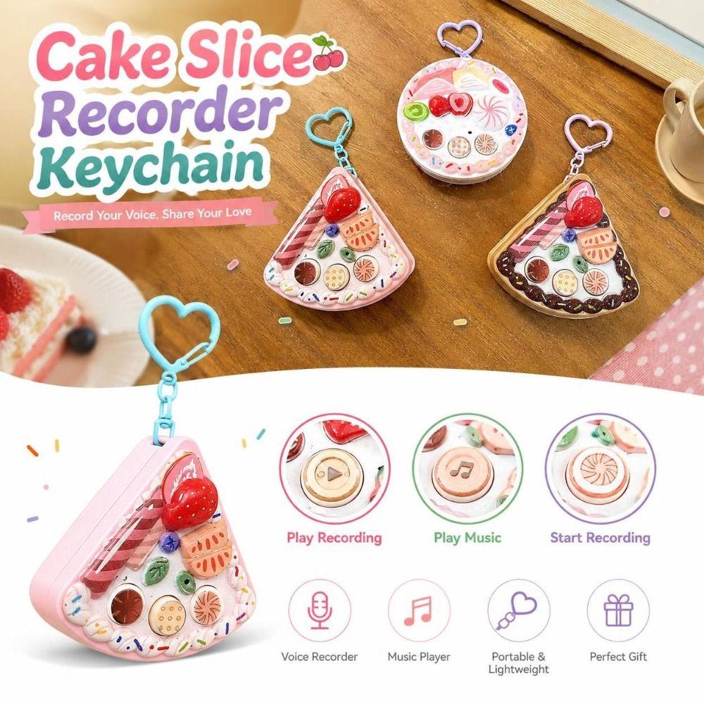 Keyring Voice Recording Keychain with Happy Birthday Song Dessert Bag Charm Pendant Birthday Gift