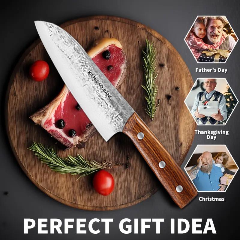 Professional Kitchen Knives Set Japanese Santouku Knife Fish Slicing Utility Knife Meat Cleaver Chef Knife Wooden Handle