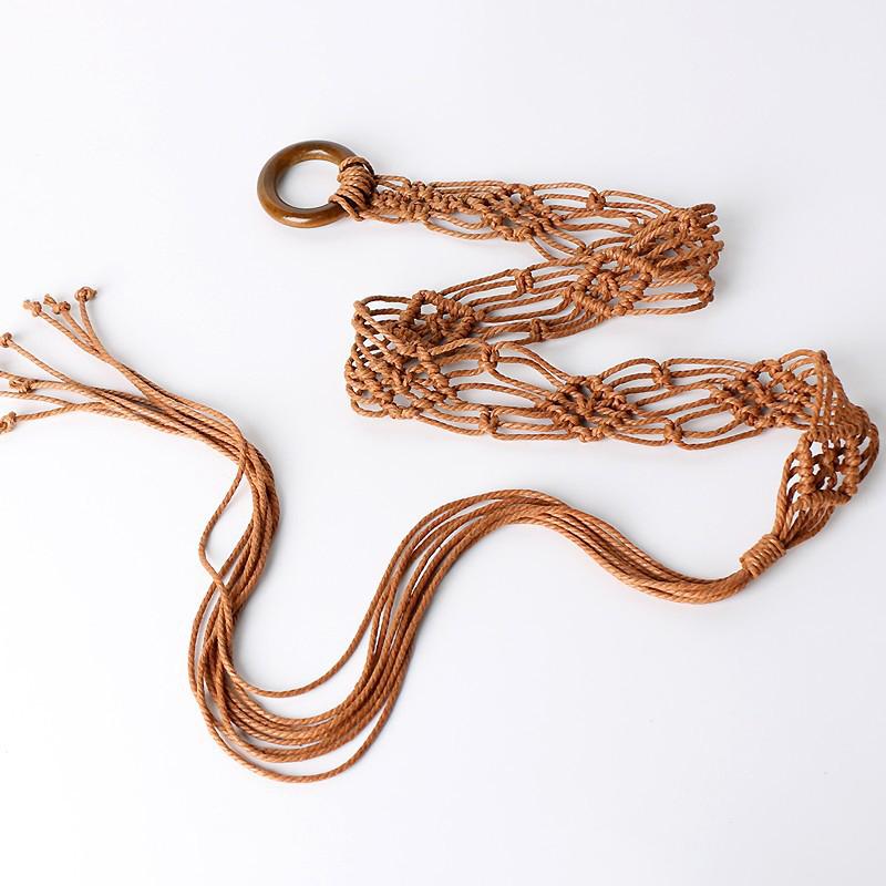 Weaving Tassel Waist Rope For Women Versatile Dress Decoration Korean Knotted Thin Waist Rope Wax Thread Knotted Waist Belt