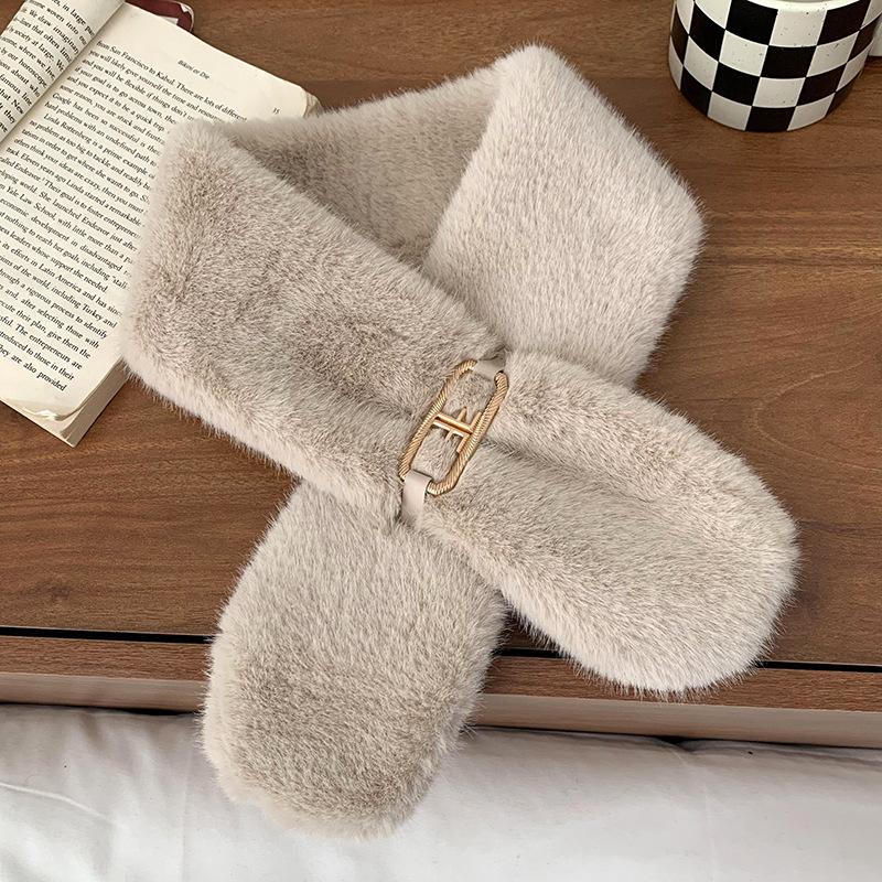 

Autumn and winter scarf women s new warm thickened versatile imitation Rex rabbit hair cute plush scarf