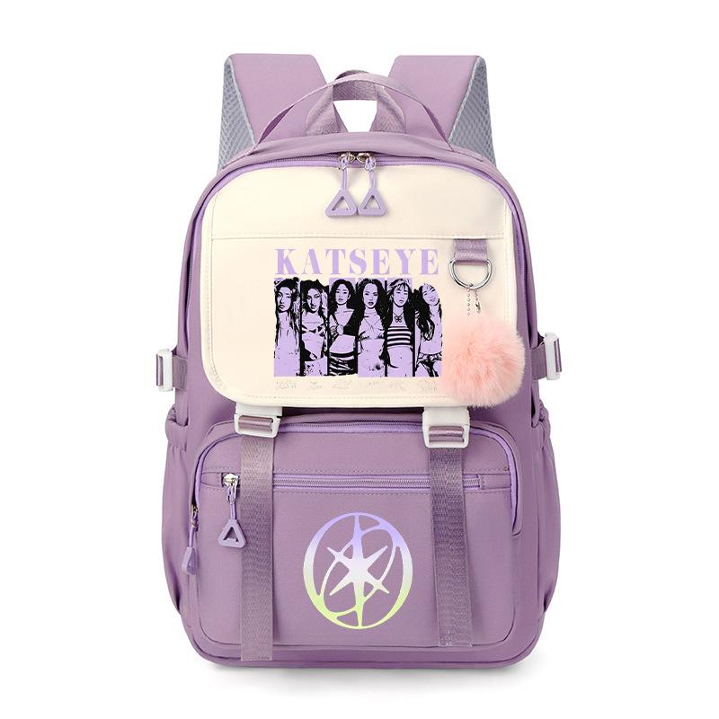 Hot Katseye Funny Print School Bags Teenage Girls Large Capacity Outdoor Travel Bagpack Multi-function Cartoon Students Backpack