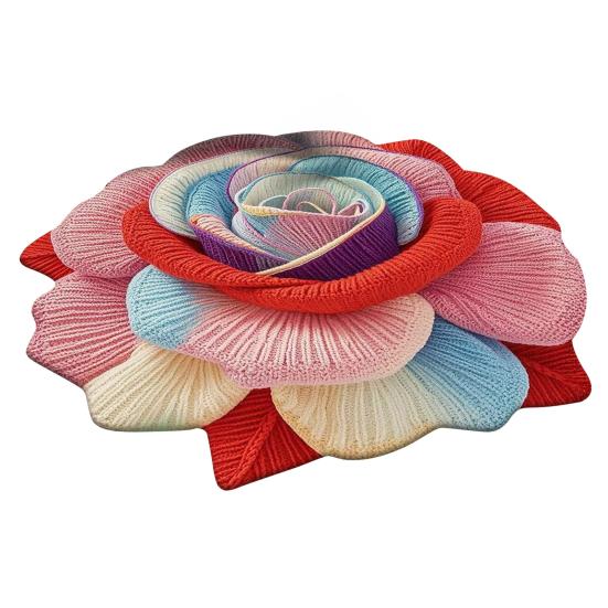 Tapis de sol 3D à fleurs Yousheng Absorbant Séchage rapide Irrégulier Moelleux Floral Lavable Antidérapant Salon Chambre Salle de bain Cuisine Décoration