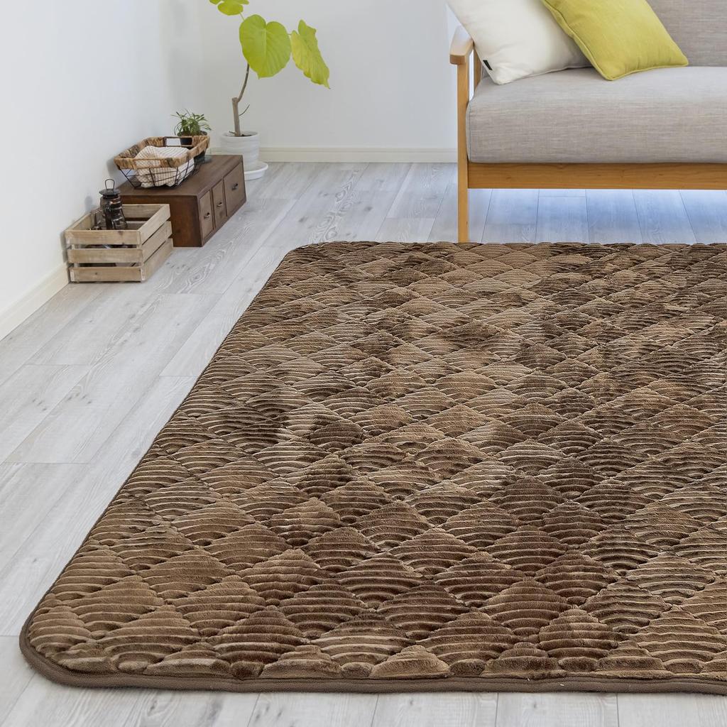 colorsroom Carpet Extra Thick Easy To Dust Mite Odor Low Compatible with Heated Thick Quilted Brown Rug, 3-Tatami Size, 25mm, 5-Layer Construction,