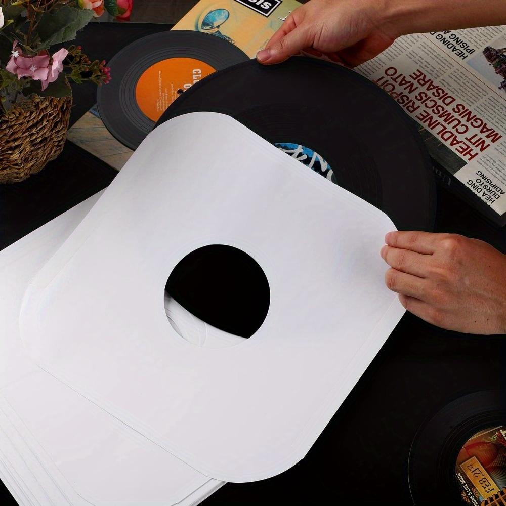 White Kraft Paper Vinyl Record Protective Covers - LP Record Jackets 12inch with Round Corner for Storage