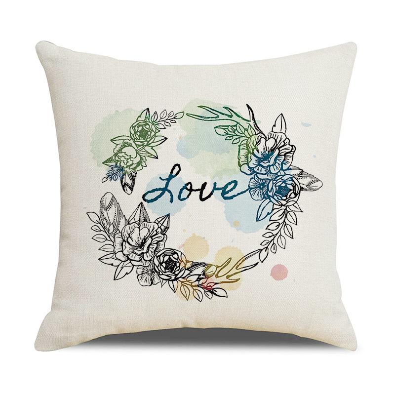

Nordic Simple Hand-painted Watercolor Digital Printing Linen Single-sided Pillow Sofa Pillow Home Decoration 45*45cm