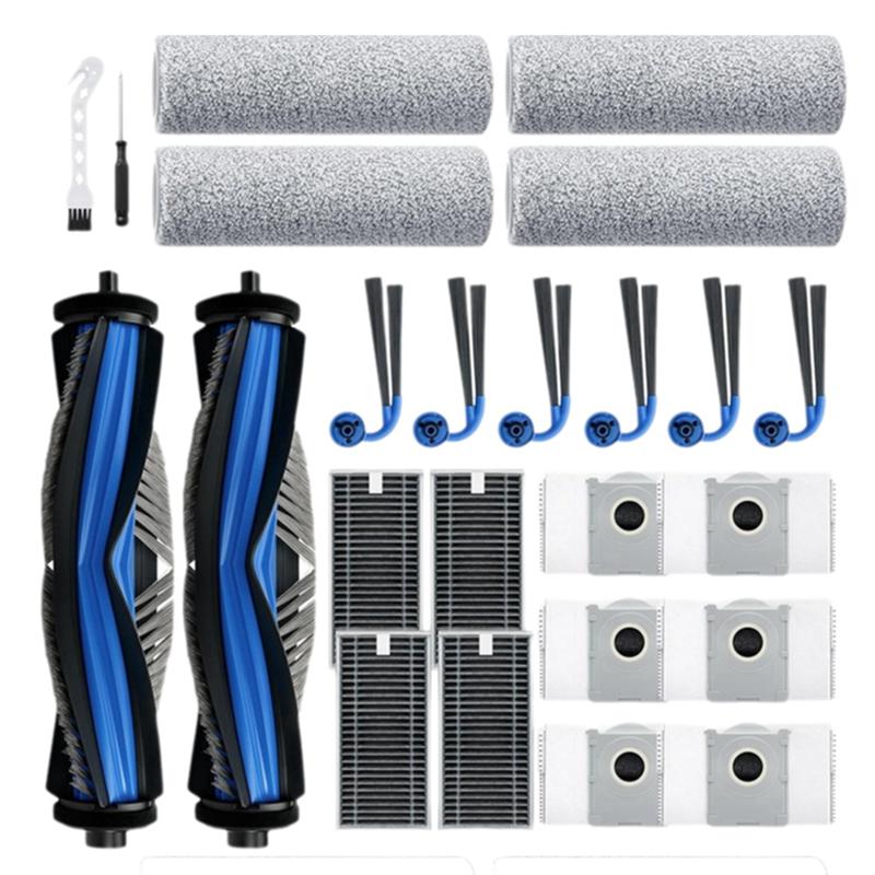 A78E-24 Pcs For Ecovacs Deebot X9 Pro Omni X9 Pro Vacuum Robot Main Side Brush Mop Filter Dust Bags